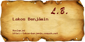 Lakos Benjámin névjegykártya
